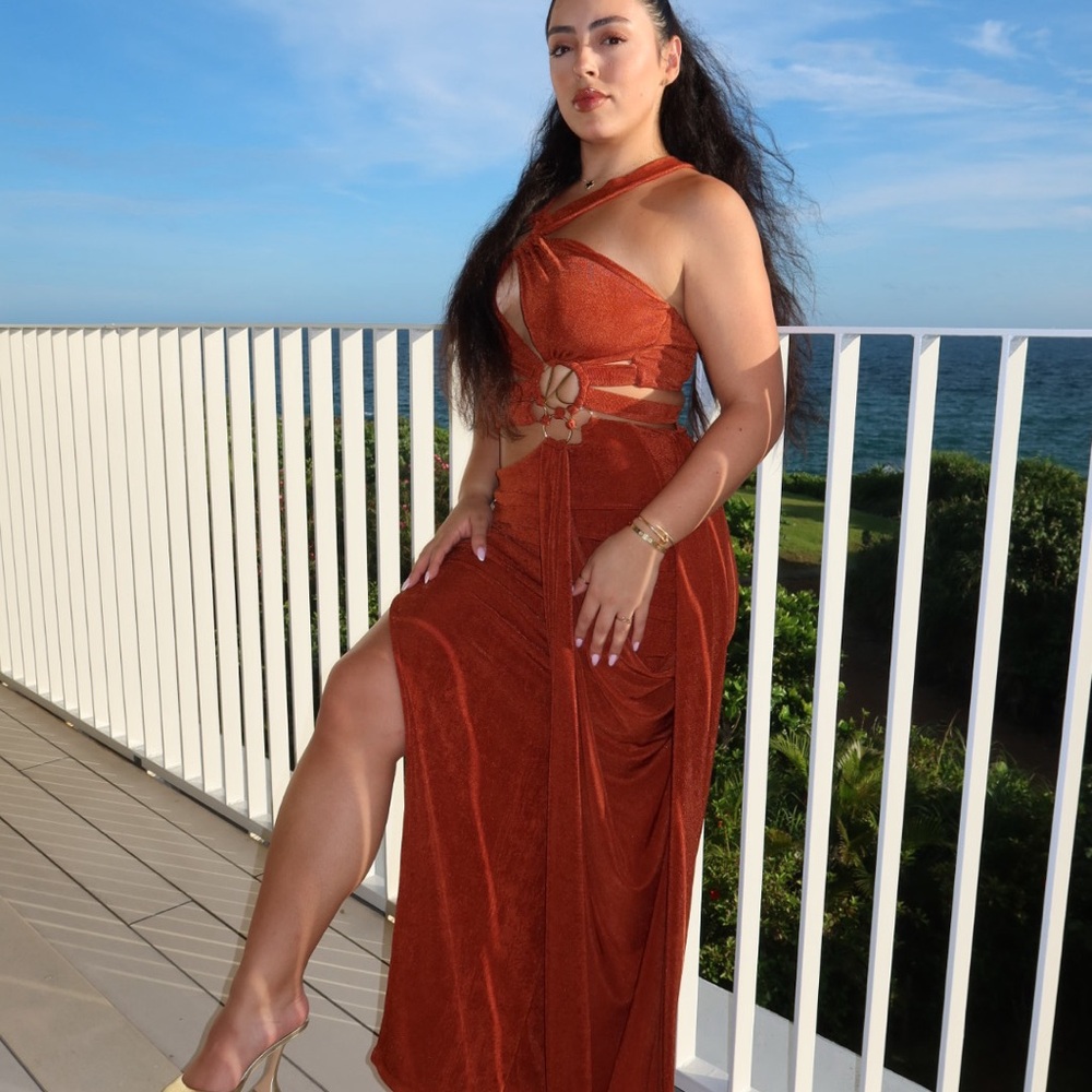 Khanum Terracotta Slinky Maxi Dress worn once Size S